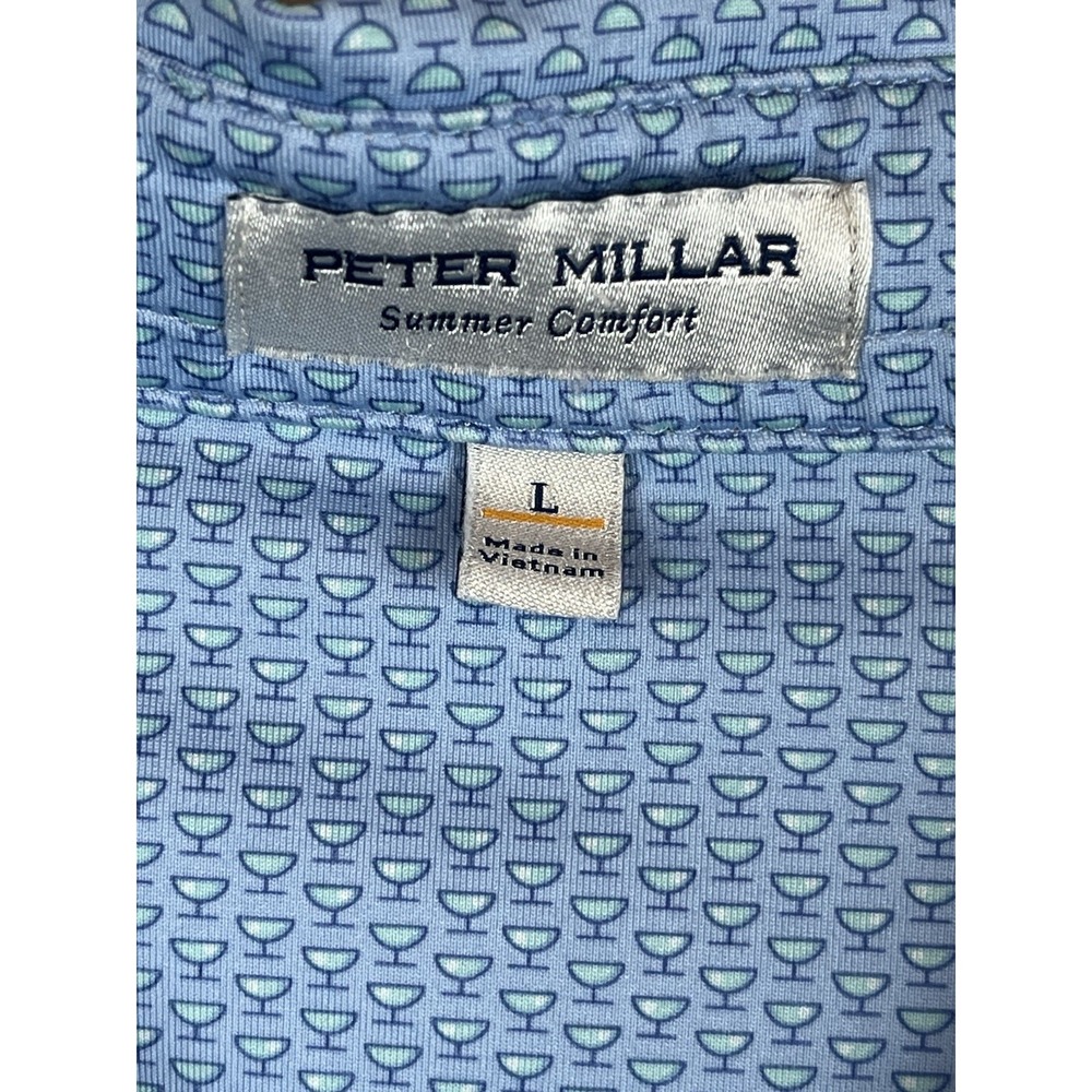 Peter Millar Polo Shirt Mens Large Summer Comfort Martini Glass - Picture 7 of 11